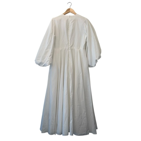 ROKSANDA White Cotton Poplin Midi Dress Puff Sleeve Boho Cottage US 10 UK 14 NWT - Picture 4 of 16